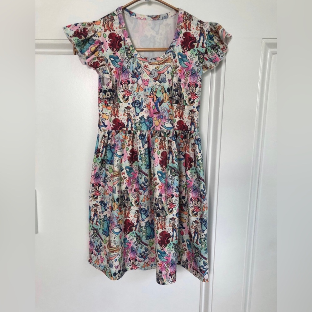 Disney print flutter dress girls 8